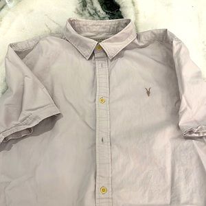 Mens Allsaint short sleeve shirt light purple/greyish color size x-large.